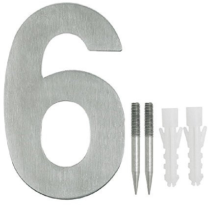NUZAMAS Numeri civici 6, Targa in acciaio inox per hotel Indirizzo Targa Targa Targa Numeri civici, montaggio a parete, 10,8 cm Larghezza 15 cm Altezza, Kit di installazione incluso