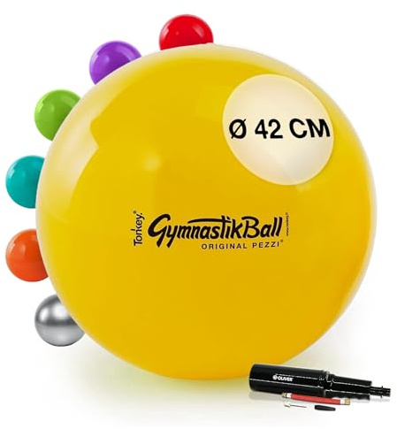 PEZZI Original Pezziball Standard 42 cm m. Pumpe gelb Sitzball
