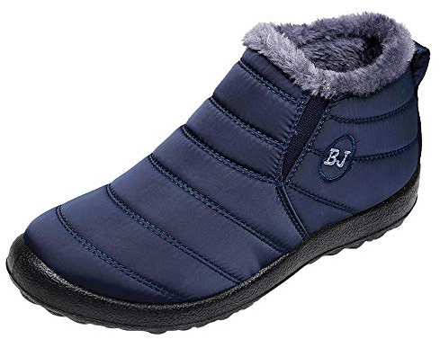 Stivaletti Scarpe da Donna Stivali Stivaletti Biker Invernali Tinta Unita Tenere in Caldo più Stivali da Neve Piatti in Velluto (41 EU,Donna-Blu)
