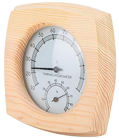 Sauna de Madera Higrotermógrafo Termómetro Higrómetro Sauna Sala Abeto Dial de Madera Humedad Medidor de Temperatura Monitor Interior