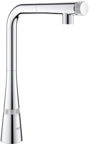 GROHE 31559002 Zedra SmartControl Pull-Out Single Spray Kitchen Faucet 1.75 GPM, Starlight Chrome