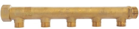 SOMATHERM FOR YOU, Collecteur en laiton 5 départs Mâle 15/21, Entrée Femelle 20/27, Sortie Mâle 20/27, idéal pour installations sanitaires et chauffage, pression 10 bar, température max 90°C