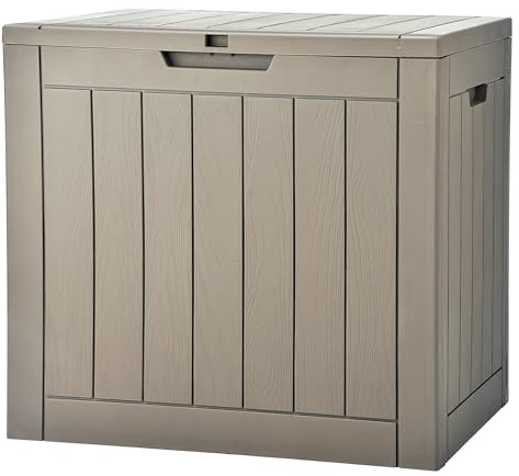 YITAHOME 30 Gallon Deck Box Outdoor Storage Box, Waterproof Resin Package Delivery and Storage Box with Lockable Lid for Patio Furniture Cushions, Pool Accessories, Garden Tools, Brown