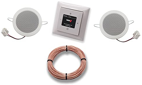Busch Jäger DAB+ Flush-Mounted Radio DAB Plus Radio 8215 U - 101 Alpine White Complete Set Balance SI + 2 x Ceiling Speakers / Built-in Speakers + 20 Metre Speaker Cable 2 x 0.75 mm² 8215U-101