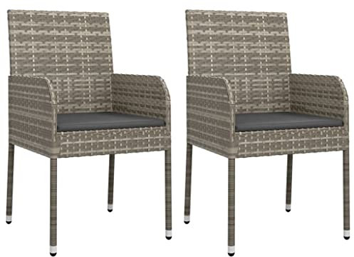 vidaXL Sedie da Giardino con Cuscini 2 pz in Polyrattan Grigie
