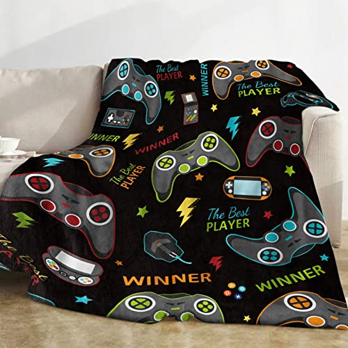 Domgoge Manta de franela suave para niños, manta de gamepad de forro polar acogedor, controlador de videojuegos esponjoso, para adolescentes, hombres, jugadores, amantes, regalo de cumpleaños, sofá