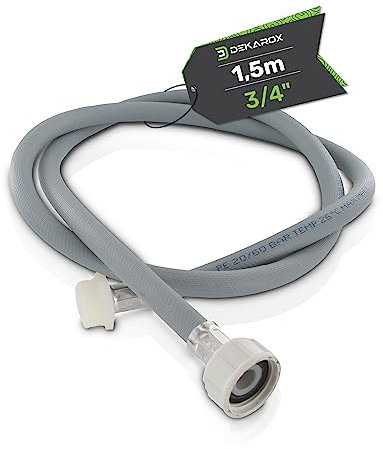 DEKAROX Zulaufschlauch Verlängerung 1,5m gerade 3/4 Kaltwasser 25°C 90bar Platzdruck für Waschmaschine Geschirrspüler Spülmaschine