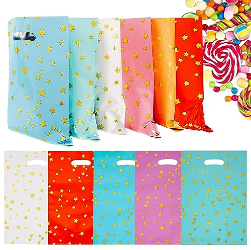 50 Stück Sterne Party Geschenktüten Kinder,Geburtstagstüten Partytüten Candy Cookie Tüten Plastik Mitgebsel Tüten Kleine Geschenktüten für Mädchen und Jungen,Geburtstagsfeier,Weihnachten,Hochzeiten