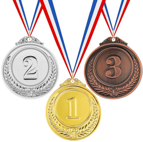 Mabor 3Pcs Sports Award Medals Style Gold Silver Bronze Awards Medals for Adults, Style Winner Awards for Sports Games, Party, Tournaments, Prizes,Competition