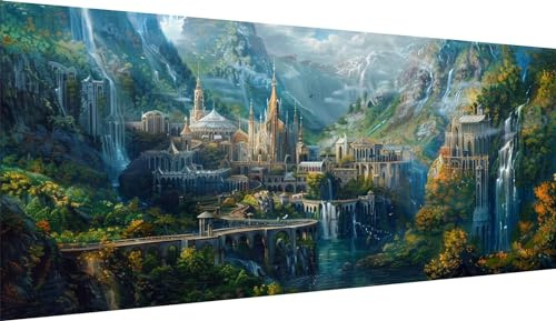 Landschaft Diamond Painting XXL 70x140cm,Diamant Painting Bilder Schloss Diamond Painting Erwachsene Mosaikherstellung,Full Runden Steine Crystal Strass Stickerei Diamant kunst,Deko wohnzimmer WE1183