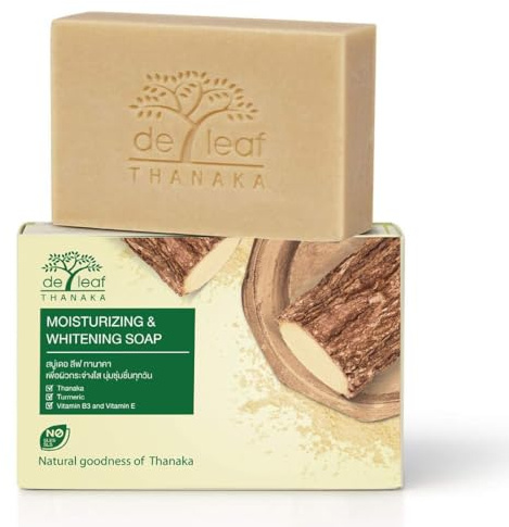 Sapone De Leaf al Thanaka e Curcuma 1x 100g - Prodotto in Thailandia - Proprietà Rivitalizzanti per il Viso, Pelle Chiara e Radiosa