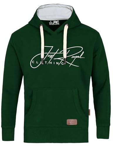 JRC Just Royal Clothing Mens Pullover Fleece Hoodies with Thermal Hood Inner, Casual Hooded Sweatshirt Tops with Kangaroo Pockets (Bottle Green, L)