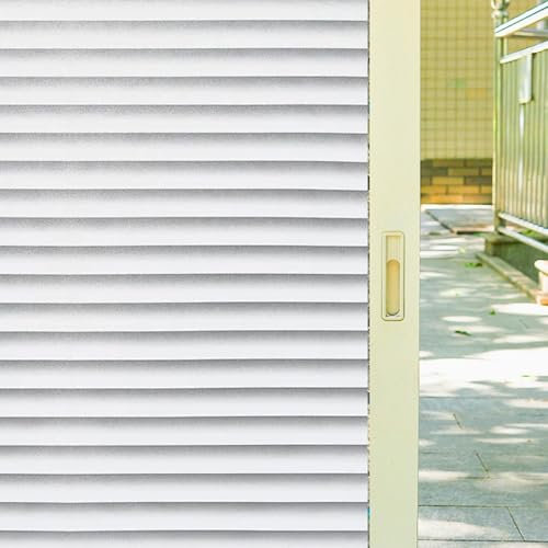 Fensterfolie Badezimmer 50 x 100 cm, Selbsthaftend Blickdicht, Entfernbar, Kein Kleber, Rückstandslose, Wiederverwendbar, Selbstklebend Durchsichtig Folie, Lamellen