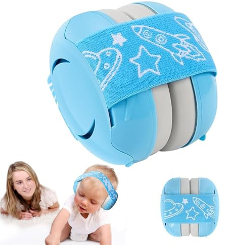 KBIBCK Cuffie antirumore per bambini, protezione dell'udito per bambini, con cancellazione del rumore, per bambini da 0 a 36 mesi (blu), Blu, S