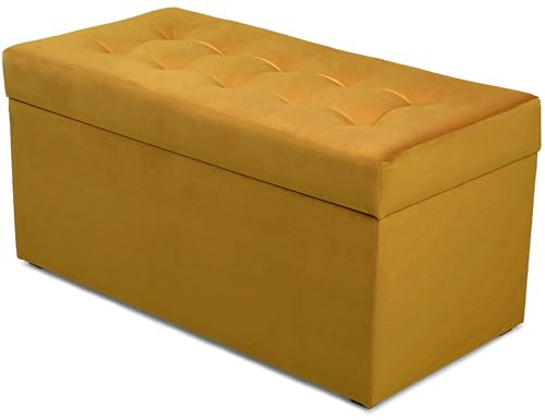 MG Design Polsterhocker 45 x 90 cm Orange mit großem Stauraum (ca. 100 L), bis 300 kg belastbar, weich mit dezentem Schimmer, pflegeleicht – Wohnbereich, Schlafraum & Flur