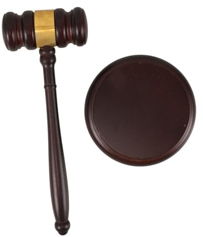 Toyvian Auction Hammer Gavel Set for Courtroom and Auctions Judge Hitting Gavel Sound Block Wood Hammer Mallet for Lawyers and Judges