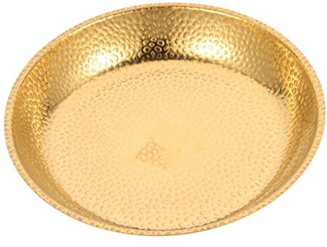 FUNOMOCYA Plato Redondo De Acero Inoxidable Vintage 20 Cm Color Dorado Plato De Cena De Metal Resistente Oxidación Para Picnic y Camping Ligero y Apilable