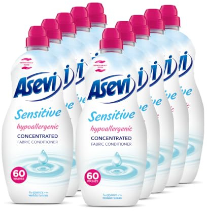 Asevi Fabric Conditioner, Laundry Conditioner, Liquid Fabric Conditioner, 60 Washes, Multipack of 10 X 1380ML (Sensitive)