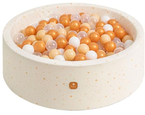 Dodozen Piscina de Bolas de Terciopelo 90x30cm sin Bolas para Bebés y Niños - Zona de Juego Suave, Funda Lavable - Étoiles Dorées