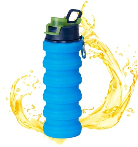 Vaso Plegable de Viaje - Botella De Agua Plegable De Silicona A Prueba De Fugas - Tazas De Silicona Con Tapa,Para Playa Avión Golf Verano Patio Exterior Jardín Parque Acampada Picnic Caminata