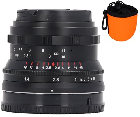 35mm F1.4 Full Frame Objetivo Manual para cámara E Mount, Apertura Amplia y 7 Capas de Recubrimiento óptico - Ideal para Retrato, Paisaje y fotografía callejera, compatibilidad (Negro)