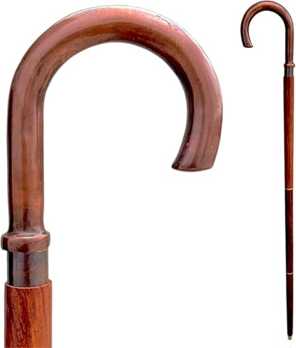 Canne de marche classique en bois 3 pièces fabriquée à la main, finition noyer, poignée ronde, pointe en caoutchouc, bâton de soutien léger pour homme et femme