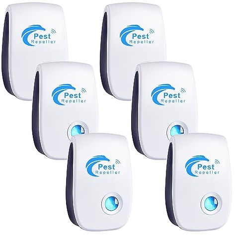 Répulsif Ultrason Anti-Rongeurs Insectes, 6 pcs Ultrason Anti Moustique Ultrason Souris et Rats, Intérieur Répulsif Électronique Insectes pour Souris, Rats Fourmis Araignées Moustiques