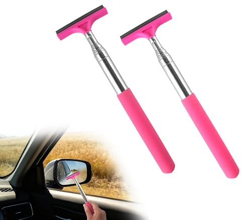 GHLIANGZHOU 2PCS Pink Retractable Car Mirror Wiper, Window Cleaner