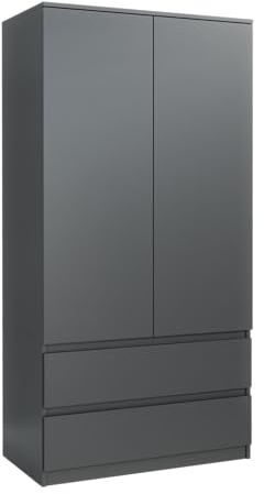 meble masztalerz Armoire Chambre avec 2 Tiroirs Anthracite 180x90x50 cm