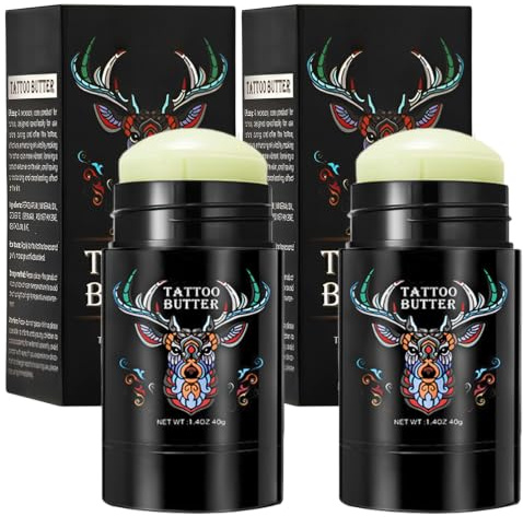 2PCS Tattoo Aftercare Cream (40g Each), Tattoo Balm Butter for New & Existing Tattoos, Natural Moisturizing Tattoo Care Cream, Helps Soothe, Nourish & Enhance Tattoo Appearance