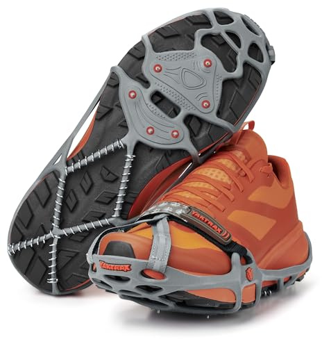 YAKTRAX Run Ice & Snow Grips für Laufschuhe, 3mm Carbide-Steel Spikes & 1.4mm Stainless-Steel Coils, bietet Traktion in EIS & Schnee, Grau