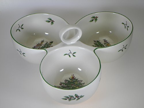 Spode Christmas Tree 3 Part Server with Handle