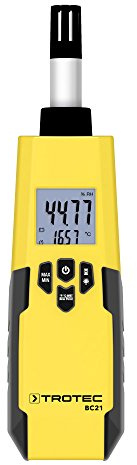 TROTEC BC21 – Hygromètre numérique avec mesure du point de rosée, température, humidité et bulbe humide – Sonde robuste en acier