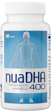 Nua Biological - NuaDHA 400 in Kapseln, Nahrungsergänzungsmittel auf Basis von DHA (Docosahexaensäure) - Omega-3 aus Blauem Meeresfisch - 90 Kapseln in Triglycerid-Form (400 mg DHA/Kapsel)