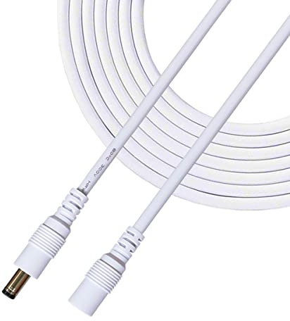 Liwinting 5m/16.4Feet DC Verlängerungskabel 5.5 mm x 2.5 mm Anschlusskabel Gleichstrom Verbinderkabel DC Verteiler Männlich zu Weiblich Verbinder für Netzteil, Weiß