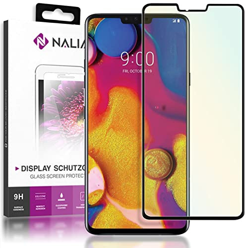 NALIA Screen Protector compatible with LG V40 ThinQ, 9H Full-Cover Tempered Glass Protective Display Film, Durable Saver Smart-Phone LCD Protection Foil Shatter-Proof Front - Transparent (Black)