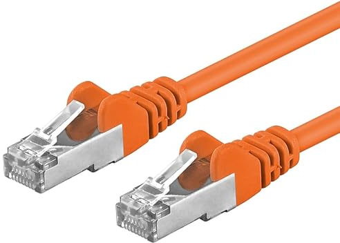 PremiumCord Câble Patch, CAT6a, S/FTP, PIMF, Ethernet, LAN, Rapide, Flexible et Durable RJ45 10Gbit/s Câble, AWG 26/7, Câble en Cuivre 100% CU, Orange, 2m