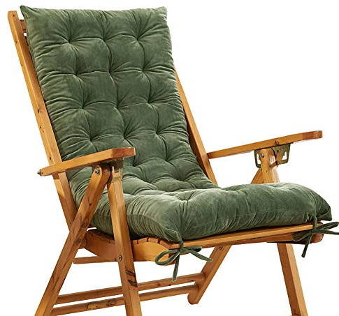 KTOL Sitzkissen Gartenstuhlauflage, Indoor Outdoor Stuhlauflagen Hochlehner-Auflage Sitzauflage Kristall Samt Terrasse Sessel Deckchair Liege Rocking Stuhl Pad-grün 120x48x10cm