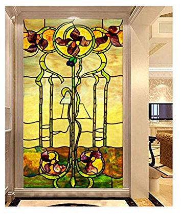Siunwdiy Milchglasfolie Sichtschutzfolie, Bunt Fensterfolie Selbsthaftend Durchscheinend Dekorativ Fensteraufkleber,Anti-UV Zum Bad Küche Gang Balkon,45x120cm