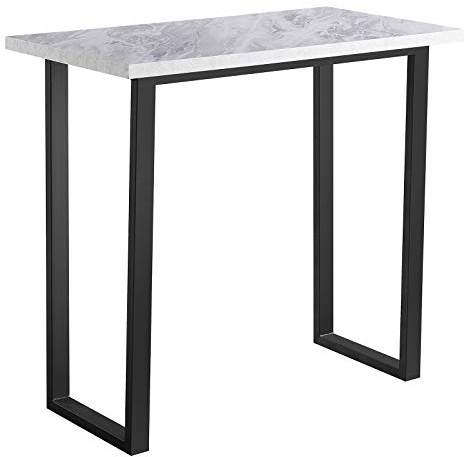 AINPECCA Bar Table Breakfast Counter Table with (White Marble Effect Top and Metal Legs Industrial Style Coffee Kitchen - 120x60x104cm