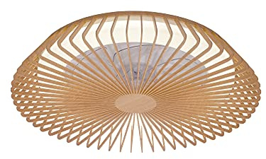 Mantra Iluminación. Modelo HIMALAYA. Ventilador y plafón de techo de 63 cm de diámetro en color madera. Fuente de luz LED 70W 2700K-5000K 4900lm. Ventilador 35W