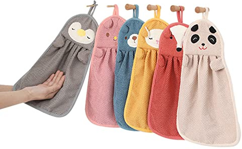 Juego de 6 toallas de mano para niños, toallas de mano para niños, toallas de mano con diseño de animales, para cocinas y baños.