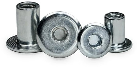 NIMA PARTS 10 Stück Hülsenmuttern mit Flachkopf und Innensechskant – rostfrei – Möbelschrauben, Schraubhülsen, Verbindungsschraube (M8x16)