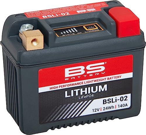 BS Lithium-Eisenphosphat BSLi-02 (YTZ7S) Motorradbatterie, Batterien Akku - 12 V 24 Wh 140 A - Maße: 10,7 x 5,6 x 8,5 cm für Yamaha YZF-R1, M, S 1000 2015-2020
