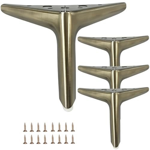 Smaxcn Möbelbeine aus Metall,Farbe: Bronze gebürstet, Höhe:12 cm, 4 Stück, DIY Möbel Schrankfüsse, Sofabeine, kleine Tischfuß
