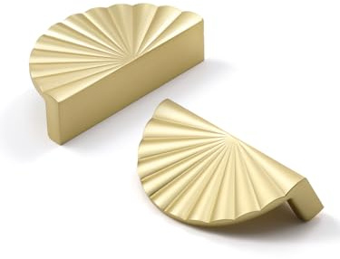 JIASENBAO Schrankgriffe Möbelgriffe aus gebürstetem Gold, aus Messing, für Küchenschrank, Badezimmer, Kommode, Beschläge, Zinklegierung, 5 Stück