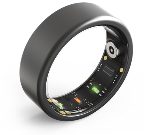PTATT Smart Ring, Anello Intelligente, Tracker per cardiofrequenzimetro, Ossigeno nel Sangue, Temperatura corporea, Sonno, contapassi, App, Ricaricabile, Impermeabile, per Donne e Uomini,Black-#7