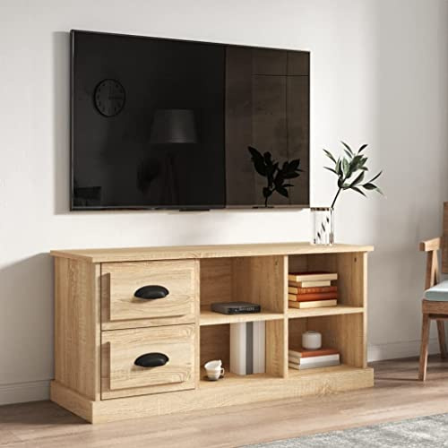 CKioict DVD Schrank Sideboard Wohnzimmer Modernes TV Board TV-Schrank Sonoma-Eiche 102x35,5x47,5 cm HolzwerkstoffGeeignet für Wohnzimmer, Salon, Hotel