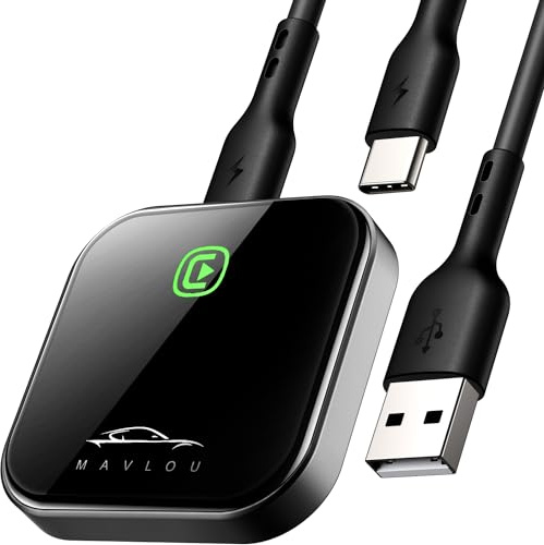 Mavlou Carplay Wireless Adapter für iPhone, Superschnelle & Stabil Dongle, Konvertieren Sie Wired Car Play zu Wireless, Plug & Play OTA-Upgrade, für iOS 10+ & Autos mit Wired CarPlay (Black Gray)