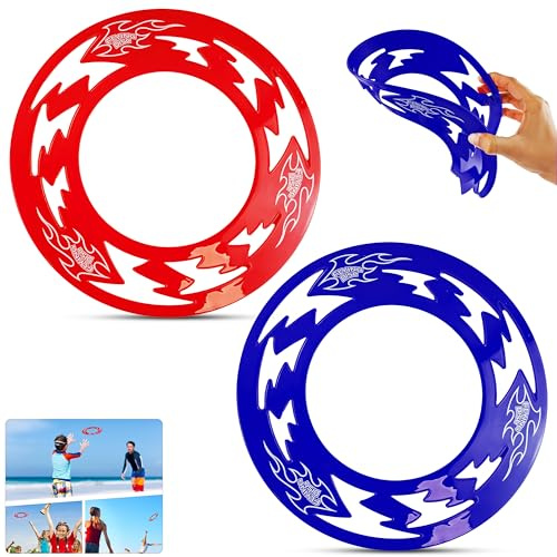 SRV Hub 2Pcs Plastic Super Light Speed Skimmers, Laser Cut Flying Frisbee Throw and Catch Toy, Kids Adults Outdoor Beach Garden Flying Disc Frisbee Ring Size - 22.5cm (Dia)